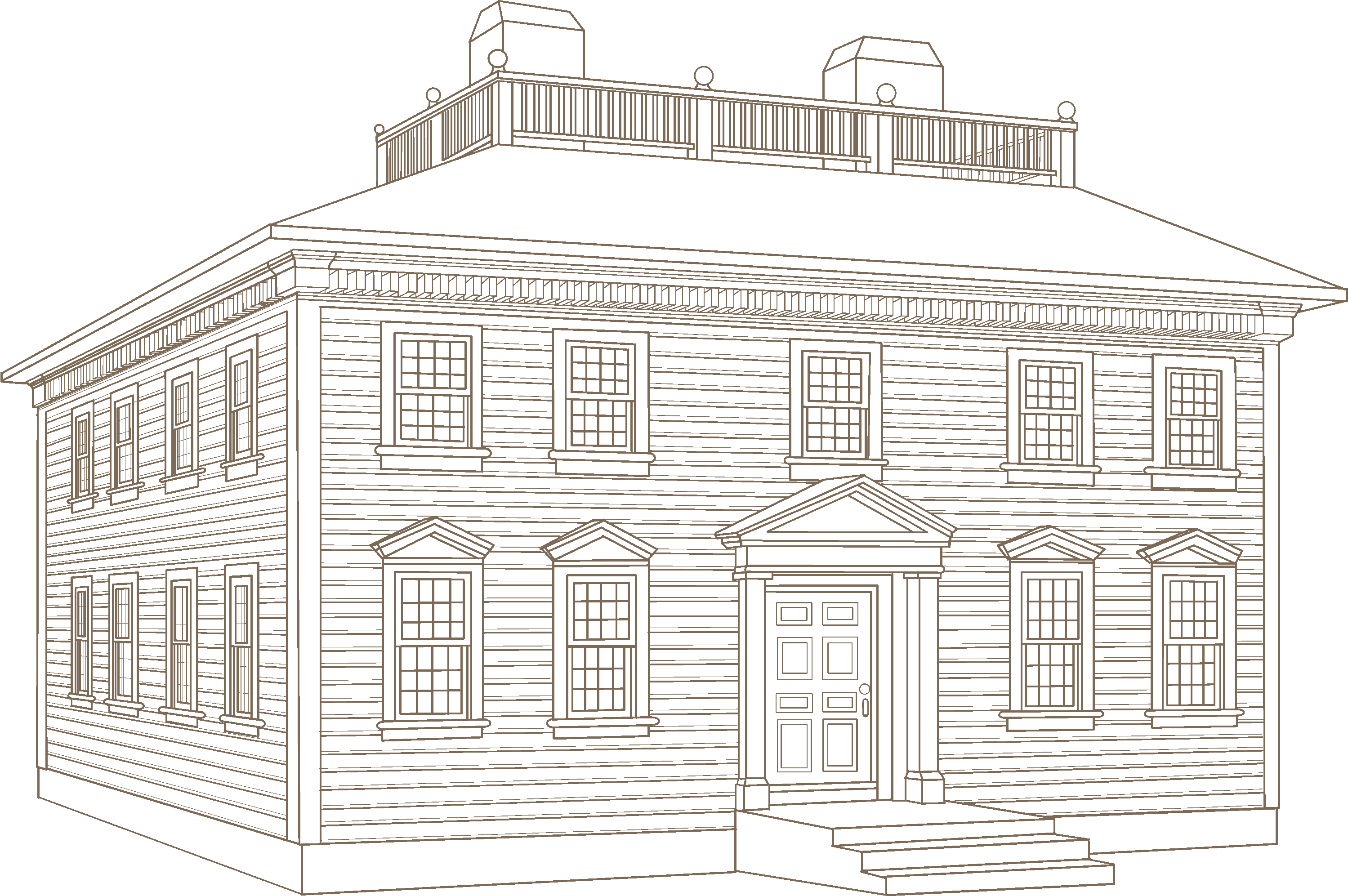 line drawing of a Georgian style home