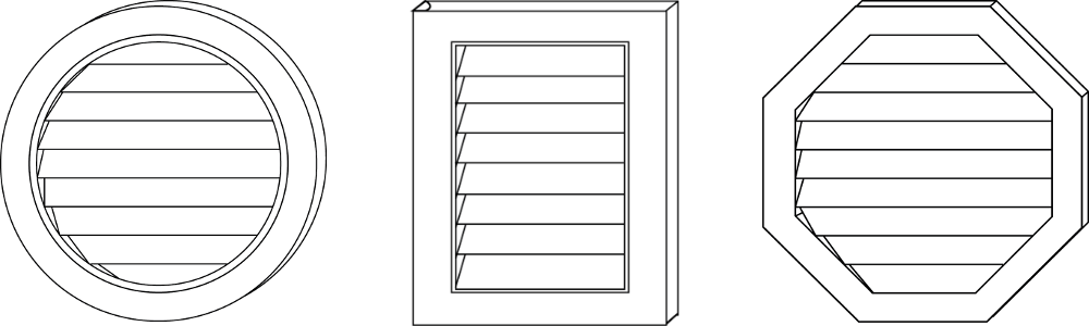 line drawing of several decorative vent covers